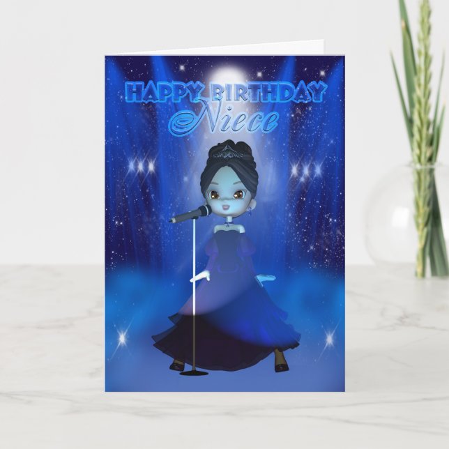 Tarjeta Niece Feliz cumpleaños canto Deva Cute Card (Anverso)