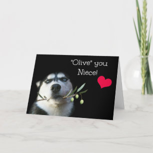 Tarjeta Niece feliz cumpleaños con perro lindo
