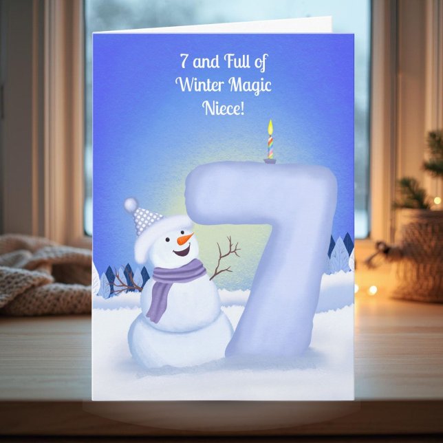 Tarjeta Niece Happy 7th Birthday Snowman  (Subido por el creador)