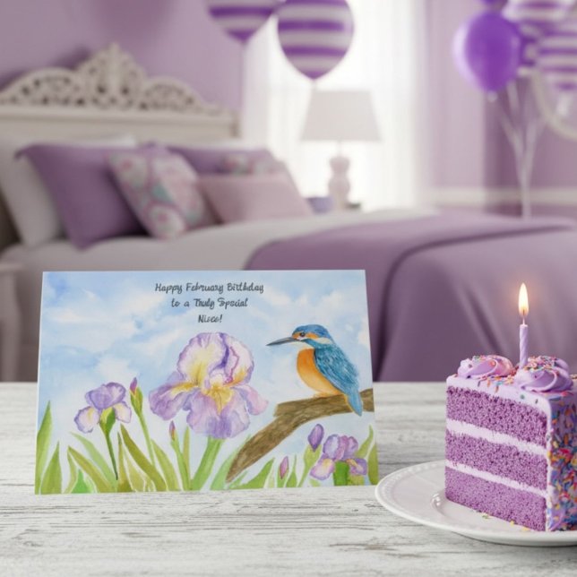 Tarjeta Niece Happy February Birthday Kingfisher (Subido por el creador)