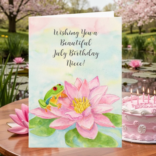 Tarjeta Niece Happy July Birthday with Waterlily (Subido por el creador)