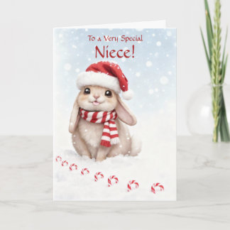 Tarjeta Niece Holiday Cute and Fun Christmas Bunny