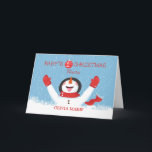 Tarjeta Niece Name Navidades Snowman<br><div class="desc">En esta tarjeta puede imprimir el nombre de su sobrina en la portada con la opción de personalización que hemos puesto en esta tarjeta. Realmente estará encantada cuando mire hacia atrás años después a esta linda tarjeta para saludarla en su primera celebración de Navidad.</div>