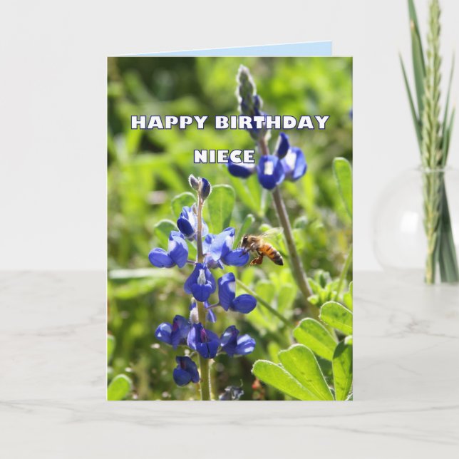 Tarjeta Niece Texas Bluebonnet Happy Birday (Anverso)