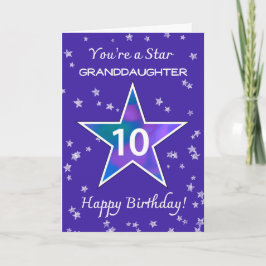 Tarjeta Nieta 10.º cumpleaños Estrella brillante morada