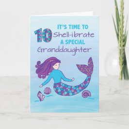 Tarjeta Nieta 10.º cumpleaños Sparkly Look Mermaid