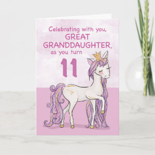Tarjeta Nieta 11.ª Unicornio rosa