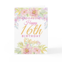 Nieta 16º cumpleaños Floral rosa rosa