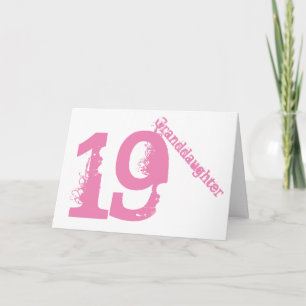Tarjeta Nieta, 19 años, blanca y rosa.