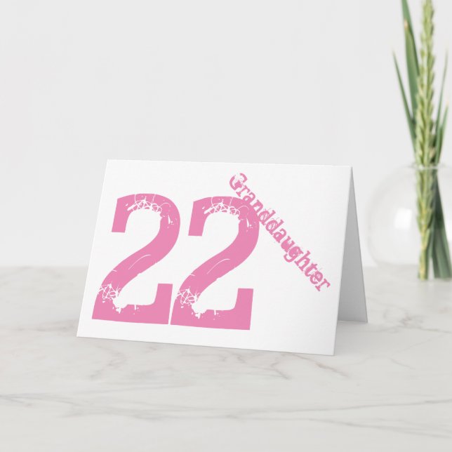 Tarjeta Nieta, 22do cumpleaños, blanco y rosa (Anverso)