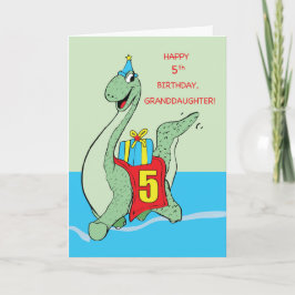 Tarjeta Nieta 5. Dinosaurio de cumpleaños
