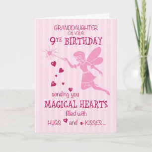 Tarjeta Nieta 9.º cumpleaños Magical Fairy Pink