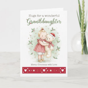 Tarjeta Nieta abrazos de Navidad Acuarela Teddy