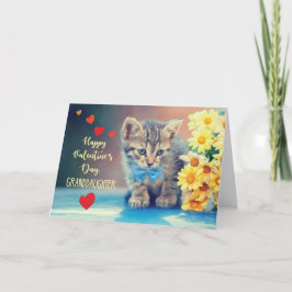 Tarjeta Nieta Ama San Valentín Gatitos Azules Amarillos