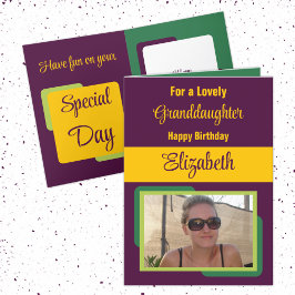 Tarjeta Nieta añada el nombre foto de la plon amarillo cum