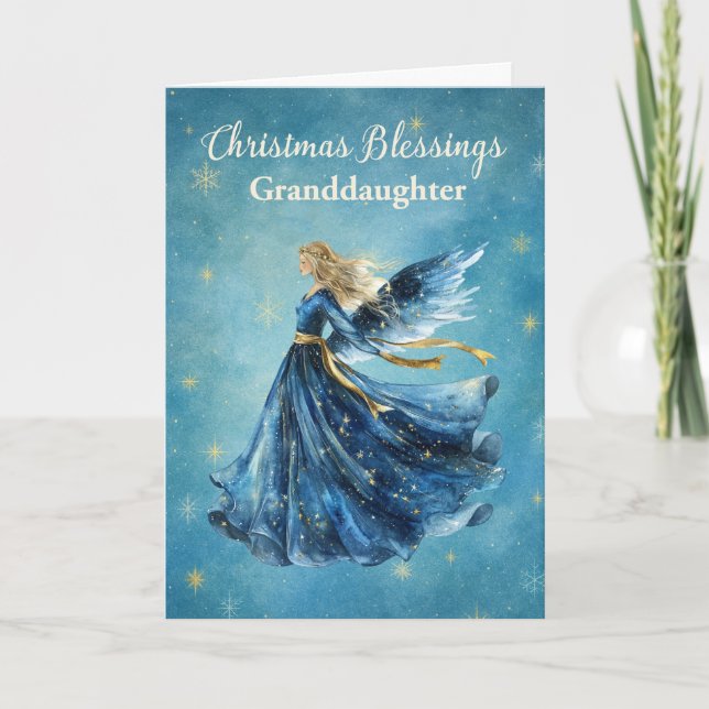 Tarjeta Nieta bendiciones de Navidad Ángel de la Luz  (Anverso)