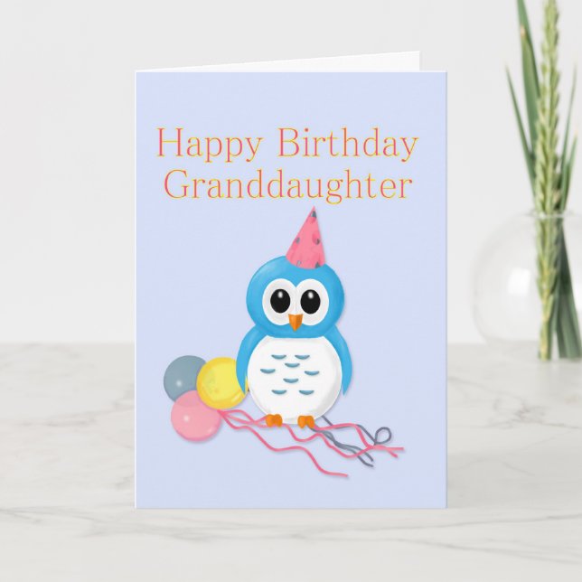 Tarjeta Nieta Birthday Cute Owl (Anverso)