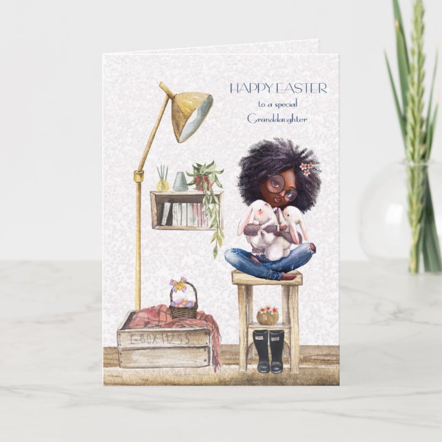 Tarjeta Nieta Chica norteamericano de Pascua (Anverso)
