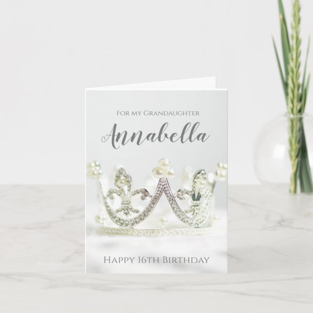 Tarjeta Nieta Cumpleaños Decimosexto Elegante Plata (Anverso)