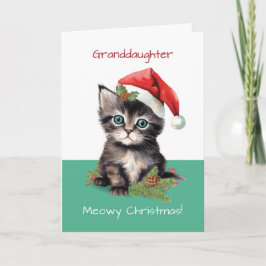 Tarjeta Nieta Cute Cat Meowy Navidades