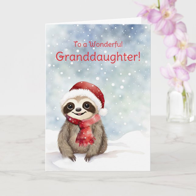 Tarjeta Nieta Cute Slote Animal Navidades (Orquídea)