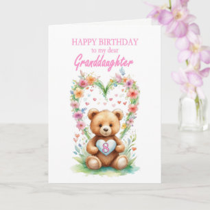 Tarjeta Nieta de 8 años Teddy Bear