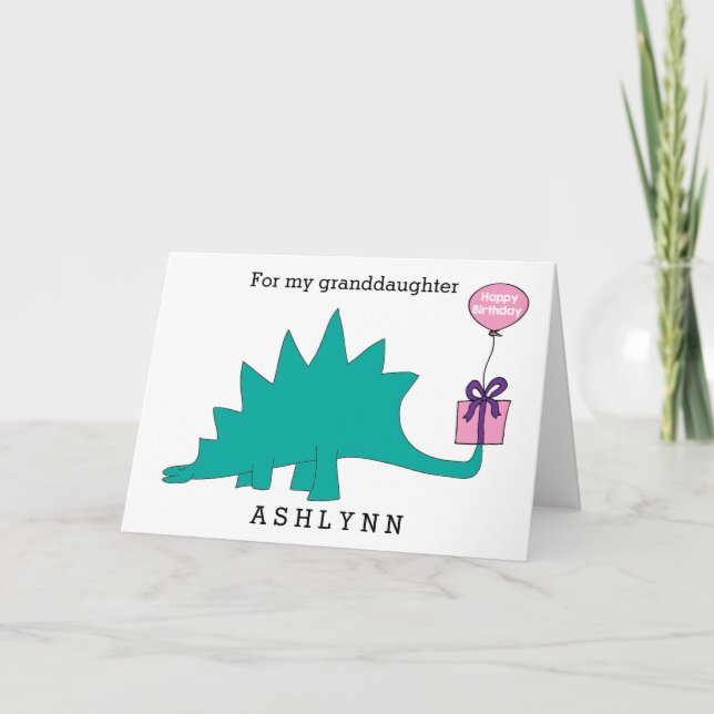 Tarjeta Nieta de cumpleaños de Stegosaurus Dinosaur (Anverso)