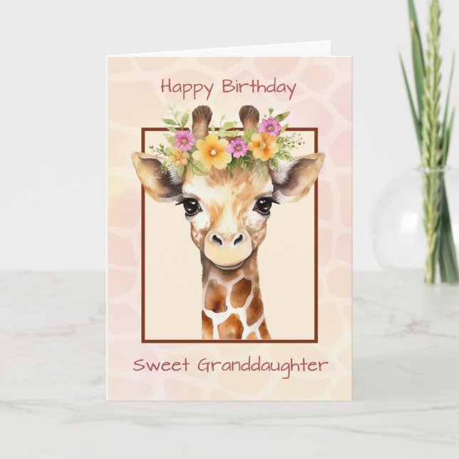 Tarjeta Nieta de cumpleaños dulce Safari Jungle Giraffe (Anverso)