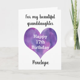 Tarjeta Nieta de cumpleaños número 17 en Purple Heart