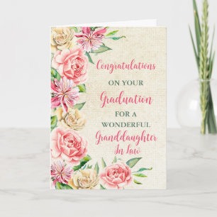 Tarjeta Nieta de flores rosas en graduación de Derecho