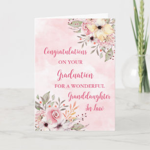 Tarjeta Nieta de flores rosas en graduación de Derecho
