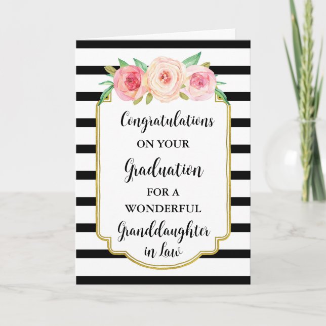 Tarjeta Nieta de flores rosas en graduación de Derecho (Anverso)