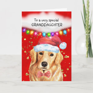 Tarjeta Nieta de Labrador Dorado adorables deseos de Navid