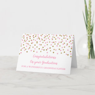 Tarjeta Nieta de oro rosa felicita a graduación