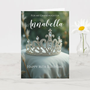 Tarjeta Nieta Dieciséis Años Elegante Plata