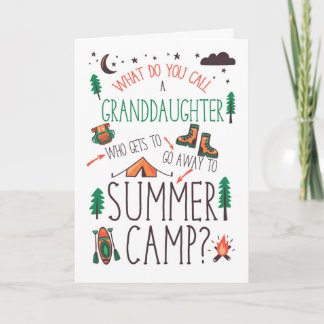 Tarjeta Nieta Divertido Campamento de Verano Naranja Verde