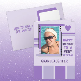 Tarjeta Nieta especial agrega foto de cumpleaños morado