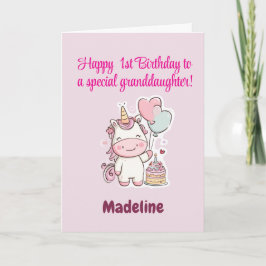 Tarjeta Nieta especial, Cumpleaños 1º personalizado 
