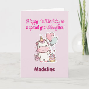Tarjeta Nieta especial, Cumpleaños 1º personalizado