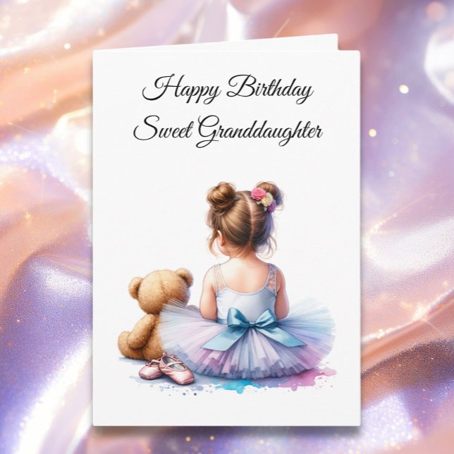 Tarjeta Nieta feliz cumpleaños | Ballerina y Teddy (Subido por el creador)