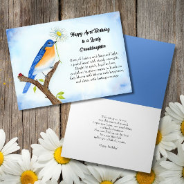 Tarjeta Nieta Feliz cumpleaños de abril con pájaro azul