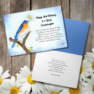 Tarjeta Nieta Feliz cumpleaños de abril con pájaro azul