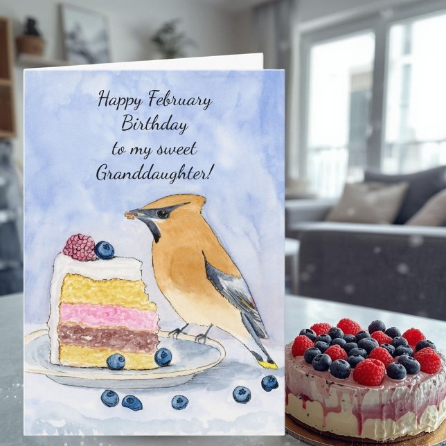 Tarjeta Nieta Feliz cumpleaños de febrero Pájaro (Subido por el creador)