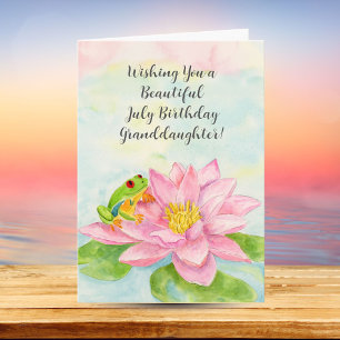 Tarjeta Nieta Feliz cumpleaños de julio con nenúfar