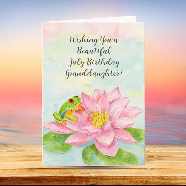 Tarjeta Nieta Feliz cumpleaños de julio con nenúfar (Subido por el creador)
