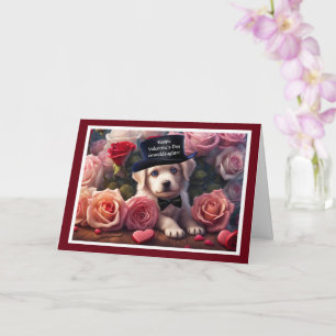 Tarjeta Nieta Feliz día de San Valentín con cachorro lindo