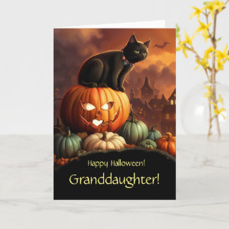 Tarjeta Nieta feliz Halloween con Jack O Lantern