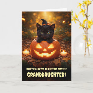 Tarjeta Nieta Feliz Halloween Gatito Negro Lindo