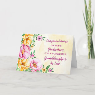 Tarjeta Nieta floral en graduación de Derecho