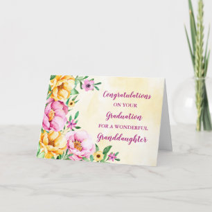 Tarjeta Nieta Floral Felicitaciones Graduación